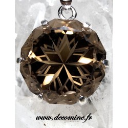 Pendentif quartz fume mont blanc fleur