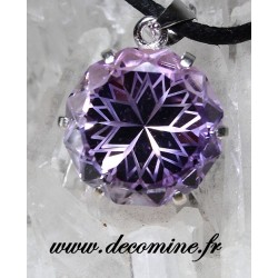 Pendentif amethyste rose de france rond etoile