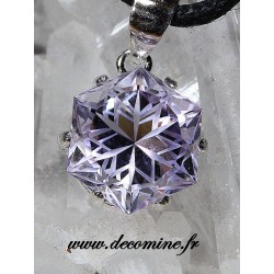 Pendentif amethyste rose de france hexagone etoile