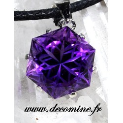 Pendentif amethyste hexagonale etoile poli depoli